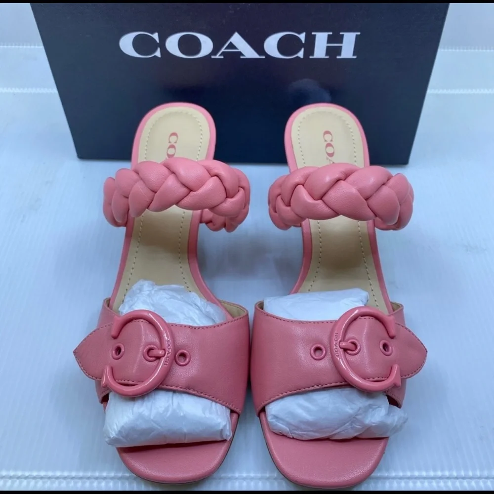 BNWT Coach mini heel open toe sandal size 7.5 - Picture 2 of 5